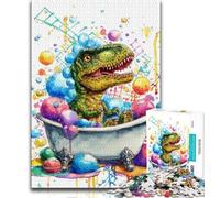 Puzzle da 1000 pezzi "Dinosauri che fanno il bagno" per adulti e adolescenti, giochi educativi, decorazione da parete, regali unici per compleanno e Natale (38x26cm)
