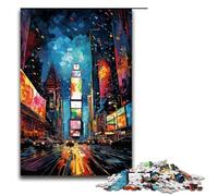 Puzzle da 1000 pezzi dipinto al neon New York Times Square gioco di puzzle per adulti adatto per coppie e adolescenti dai 14 anni in su 75x50 cm.