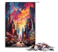 Puzzle da 1000 pezzi dipinto al neon New York Times Square per bambini Puzzle di carta Decorazione artistica per la casa 1000 pezzi (38x26 cm)