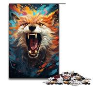 Puzzle da 1000 pezzi dipinto psichedelico colorato di volpe puzzle in legno per bambini interazione genitori-figli 1000 pezzi (75x50 cm)