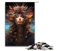 Puzzle da 1000 pezzi dipinto psichedelico colorato raffigurante la Dea in legno per bambini interazione genitori-figli 1000 pezzi (75x50 cm)