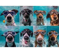 Puzzle da 1000 pezzi divertente per cuccioli di cane che nuotano sott'acqua, puzzle in legno divertente e impegnativo gioco per la famiglia, ottima idea regalo, dimensioni finite 50 x 75 cm