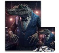 Puzzle da 1000 pezzi "DJ Crocodile" per adulti, puzzle in legno per adulti, rompicapo e decorazioni per la casa, regalo perfetto per le feste, 50x75CM/19,68x29,52 pollici