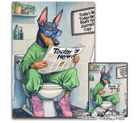Puzzle da 1000 pezzi Doberman Go Toilet, puzzle impegnativi e rilassanti, perfetto regalo di Natale e decorazione per la casa, 50x75CM/19,68x29,52 pollici.