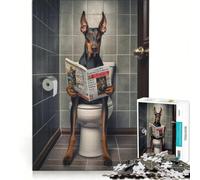 Puzzle da 1000 pezzi "Doberman sul water" - Giocattolo fai da te - Sfida difficile con pezzi a incastro di forma casuale 38x52cm