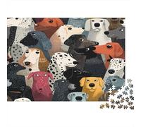 Puzzle Da 1000 Pezzi Dogs, Cartone Resistente, A Playful Collection of Dogs in A Bold Illustrated Style Attività Rilassante Per La Casa, Regalo, 52x38cm/1000pcs