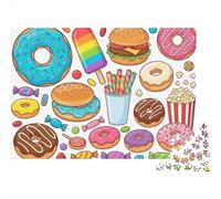 Puzzle da 1000 pezzi "Dolci Dolcetti" con colorati snack da fast food per adulti, gioco educativo, bella decorazione, difficile, ideale per compleanni, 38x26 cm.