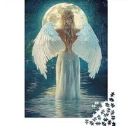 Puzzle da 1000 Pezzi Donna Angelo Luna: Arte del Ritratto di Doppia Testa di Lupo per Adulti Adolescenti Gioco Educativo Antistress 52x38cm/1000 pezzi