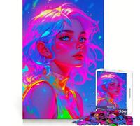 Puzzle da 1000 pezzi "Donna Arcobaleno Neon" per adolescenti, gioco di logica, ideale per momenti di relax, con taglio preciso e pezzo da collezione (38x26cm)