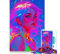 Puzzle da 1000 pezzi Donna Arcobaleno Neon per adolescenti, ideale per rafforzare la memoria, calmare e rilassare, con bordi lisci, (50x75cm)