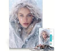 Puzzle da 1000 pezzi "Donna bionda tra i fiocchi di neve" con bordi perfetti,gioco di allenamento mentale,divertimento a gioco lento,regalo di compleanno 38x26cm