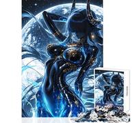 Puzzle da 1000 pezzi Donna Celeste con le Corna e Luna sullo Sfondo Giocattoli Antistress Regali per Donne e Uomini Gioco Rompicapo Collezione d'Artisti Belle Arti Dimensioni 38x26cm