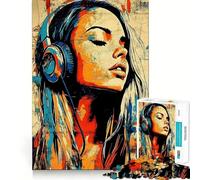 Puzzle da 1000 pezzi "Donna che ascolta musica" - Divertimento e allenamento per la mente - Pezzi precisi e facili da incastrare - Un hobby affascinante per i momenti di svago (38x26cm)