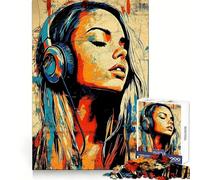 Puzzle da 1000 pezzi "Donna che ascolta musica" per adolescenti, stimolante e divertente, con bordi lisci, ideale come regalo di compleanno (50x75cm)