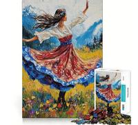 Puzzle da 1000 pezzi "Donna che balla in un campo",divertente attività per allenare la mente,senza sbavature,pezzi ben tagliati,attività coinvolgente per serate tranquille (38x26cm)