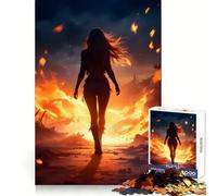 Puzzle da 1000 pezzi "Donna che cammina nel fuoco" per adulti, ideale per migliorare la memoria e intrattenere nel tempo libero Taglio laser, arte, regalo di Natale (50x75cm)