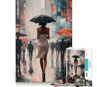 Puzzle da 1000 pezzi "Donna che cammina sotto la pioggia" per adulti,gioco di memoria divertente,attività di taglio professionale,rilassante e di gruppo per interni (38x52cm)