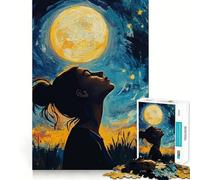 Puzzle da 1000 pezzi "Donna che guarda la luna",un'attività divertente e stimolante per la mente,senza sbavature,con pezzi ben tagliati e perfetti per serate tranquille (50x75cm)