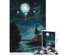 Puzzle da 1000 pezzi donna che osserva il cielo illuminato dalla luna giocattoli per la decorazione della casa fantastici regali e giocattoli gioco pratico interessante riduzione dello stress 38x26cm