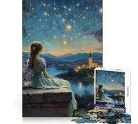 Puzzle da 1000 pezzi "Donna che osserva il cielo stellato" per adulti, esercizio mentale, divertimento tranquillo, perfetto come regalo di Natale (50x75cm)