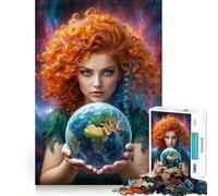 Puzzle da 1000 pezzi "Donna che tiene in mano la Terra" - Gioco di logica e pensiero creativo - Esercizio di taglio e manualità per momenti di tranquillità a casa (50x75cm)