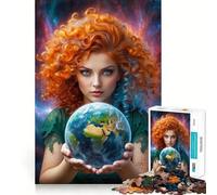 Puzzle da 1000 pezzi "Donna che tiene la Terra" per adulti,gioco di concentrazione mentale,taglio di alta precisione,attività creativa per rafforzare i legami affettivi (38x52cm)