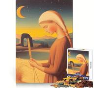 Puzzle da 1000 pezzi "Donna che tiene spighe di grano al crepuscolo" per adolescenti, esercizio cognitivo, rilassante, ideale come regalo invernale (38x52cm)