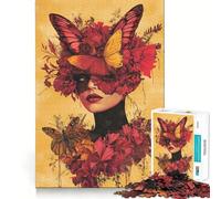 Puzzle da 1000 pezzi "Donna con corona di farfalle" per adulti,esercizio mentale,taglio di precisione,bordi lisci,rilassante attività di gruppo al chiuso (50x75cm)