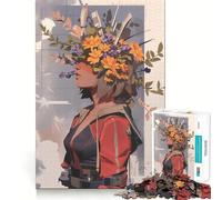 Puzzle da 1000 pezzi "Donna con corona di fiori" - Gioco cognitivo divertente con componenti robusti e ben definiti,ideale per momenti di tranquillità e allenamento mentale a casa (50x75cm)
