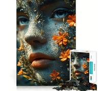 Puzzle da 1000 pezzi "Donna con fiori sul viso" - Divertimento e allenamento mentale - Pezzi precisi e facili da incastrare - Un hobby affascinante per i momenti di svago (38x26cm)