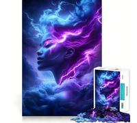 Puzzle da 1000 pezzi "Donna con i capelli a forma di fulmine",stimola la concentrazione,divertente,con tecnologia di taglio laser avanzata,ideale da portare in viaggio,un gioco per allenare la mente