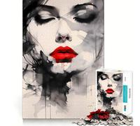 Puzzle da 1000 pezzi "Donna con labbra rosse" per adolescenti,stimolante per le capacità cognitive,con incastro sicuro e pezzi che non si staccano,un modo coinvolgente per passare il tempo libero