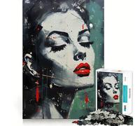 Puzzle da 1000 pezzi "Donna con labbra rosse" per adulti,gioco stimolante per la mente,superficie liscia e priva di sbavature,hobby affascinante per i momenti di svago (50x75cm)