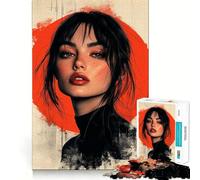 Puzzle da 1000 pezzi "Donna con le labbra rosse" per adolescenti,gioco di memoria e concentrazione,taglio di qualità professionale,attività rilassante di gruppo al chiuso (50x75cm)