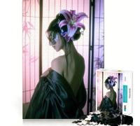 Puzzle da 1000 pezzi "Donna con maschera a farfalla e giglio" - Gioco di concentrazione e divertimento con tecnologia di taglio laser avanzata,ideale da portare in viaggio (38x52cm)