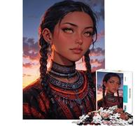 Puzzle da 1000 pezzi Donna con trecce e gioielli︰ Oracolo del crepuscolo cremisi Giocattolo avvincente per coltivare la pazienza Giochi divertenti Decorazione perfetta Regalo di compleanno (50x75cm)