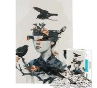 Puzzle da 1000 pezzi "Donna con uccelli e fiori" - Gioco pratico e coinvolgente per coltivare la pazienza un'opera d'arte un regalo perfetto per la decorazione della casa (Dimensioni 38x26cm)