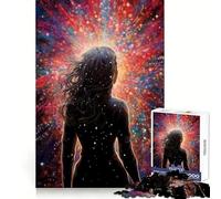 Puzzle da 1000 pezzi "Donna di fronte a un'esplosione cosmica" - Allenamento mentale, svago tranquillo, bordi definiti, regalo di cuore (38x26cm)