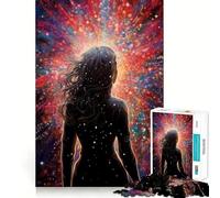 Puzzle da 1000 pezzi "Donna di fronte a un'esplosione cosmica",divertente gioco di memoria con superficie liscia e priva di sbavature,una sfida stimolante per il tempo libero (38x26cm)