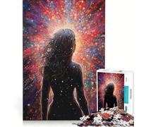 Puzzle da 1000 pezzi Donna di fronte a un'esplosione cosmica gioco interattivo allena la mente e la manualità compleanno e Natale 38x26cm