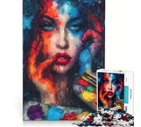 Puzzle da 1000 pezzi Donna dipinta gioco interattivo allena la mente e la manualità compleanno e Natale 38x52cm