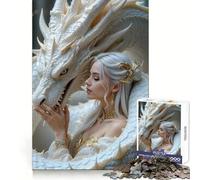 Puzzle da 1000 pezzi "Donna e Drago Bianco" per adolescenti, stimolante per la mente, per una fuga consapevole, con bordi definiti, regalo stagionale (50x75cm)