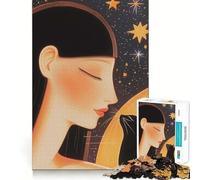 Puzzle da 1000 pezzi "Donna e gatto sotto le stelle" esercizio mentale divertente,pezzi che si incastrano perfettamente,un modo coinvolgente per passare il tempo libero (38x26cm)