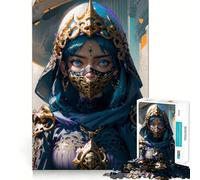 Puzzle da 1000 pezzi "Donna guerriera con maschera",gioco di concentrazione mentale senza spazi vuoti,design a incastro preciso,sfida interattiva per il cervello per la casa (38x26cm)