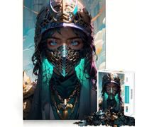 Puzzle da 1000 pezzi "Donna guerriera con maschera" per adolescenti,ideale per stimolare la mente,creare attività creative di taglio di alta precisione e rilassanti (38x26cm)