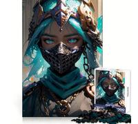Puzzle da 1000 pezzi "Donna guerriera con maschera" per adulti, stimola la memoria, ideale per momenti di relax, con intagli precisi e un regalo significativo (50x75cm)