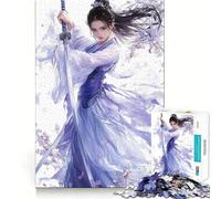 Puzzle da 1000 pezzi "Donna guerriera in abito viola" per adulti,gioco di abilità mentale,taglio laser per un incastro perfetto,attività gratificante per le giornate di pioggia (38x26cm)