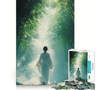 Puzzle da 1000 pezzi "Donna in abito bianco nella foresta di bambù" - Gioco stimolante per la mente - Incastro perfetto - Comodo intrattenimento per interni per tutti (50x75cm)