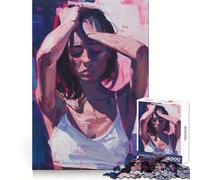 Puzzle da 1000 pezzi "Donna in canotta bianca" per adulti, stimolante cognitivo, evasione consapevole, lucchetto stretto, regalo per le vacanze (38x26cm)