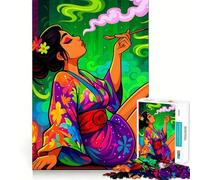 Puzzle da 1000 pezzi "Donna in kimono che fuma la pipa" per adulti,gioco di problem solving,taglio di qualità professionale,rilassante attività di gruppo al chiuso (38x52cm)